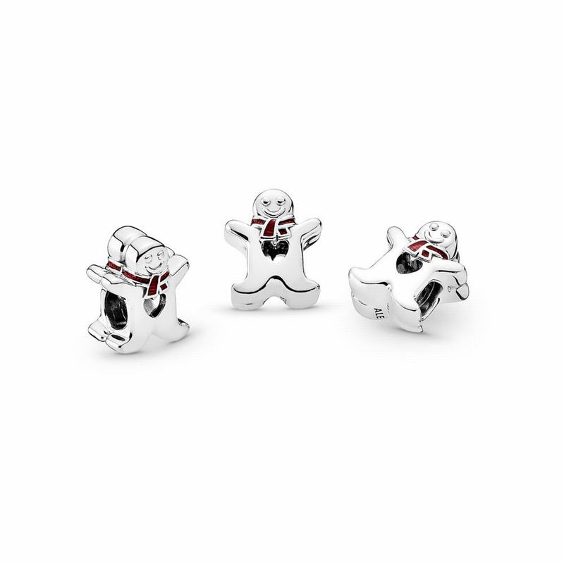 Pandora Sweet Gingerbread Man Charm - Sterling Silver/Enamel/Red - Canada | UV3574LX